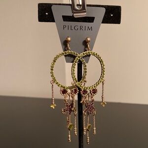Pilgrim Olive and Gold Hoop Earrings